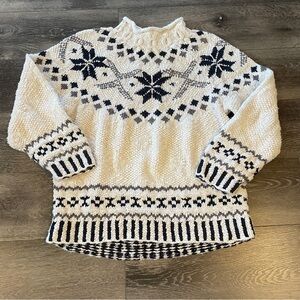 American Eagle Sweater Sz L Fair Isle Chunky Hand Knit Cotton Y2K Vtg Preppy